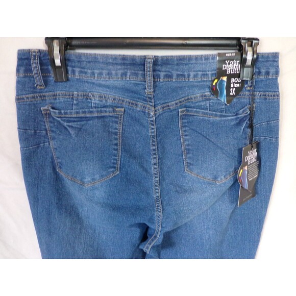NEW Bob Jeans Women's Plus Size 3X Blue Medium Wash Denim High Rise Skinny 35x31 - Picture 4 of 9
